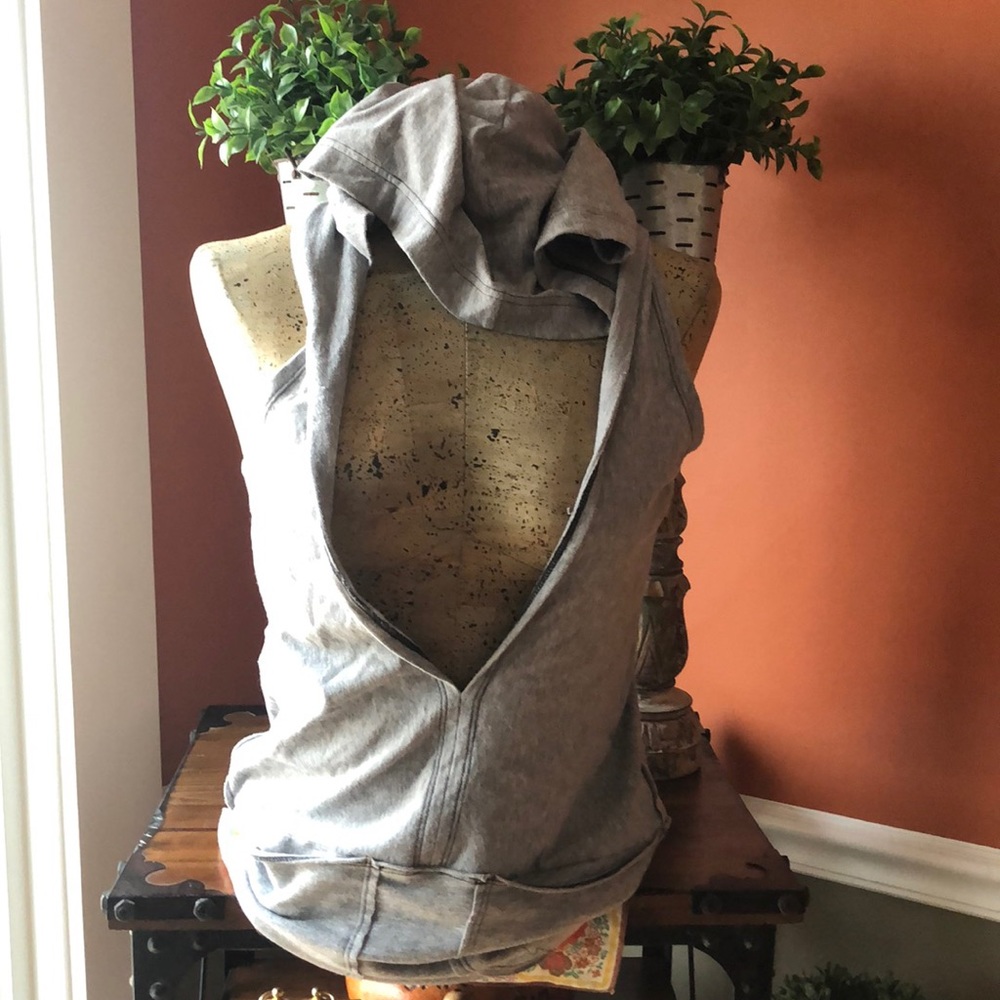 Free People Gray Hooded Swim Coverup